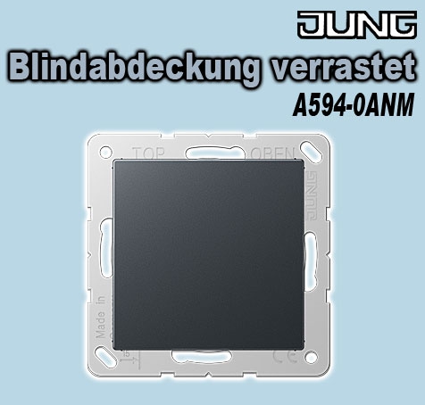 Jung Blindabdeckung verrastet / kpl. mit Tragring, Schraubbefestigung / Farbe anthrazit matt