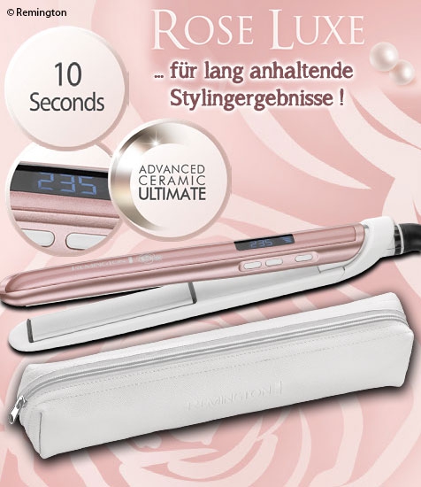 Rose Luxe Haarglätter S9505 mit schmalen 110 mm langen Stylingplatten und digitalem Display mit 10 Temperartureinstellungen