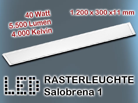 LED Rasterleuchte Serie Salobrena 1 weiß / ALU IP20 / 5.500 Lumen / 40W LED / 220V-240V / 4.000K / Neutralweiß / A+