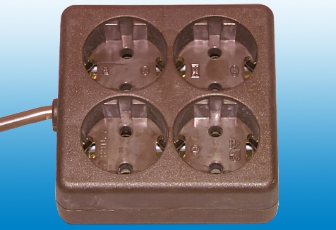 Tischverteiler 4-fach / 2,0 m Zuleitung 3x1 / schraubbar von oben mit Schukostecker