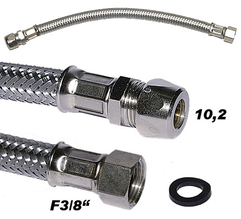 INOX Verbindungsschlauch 3/8 Zoll x 10.2 / 30 cm