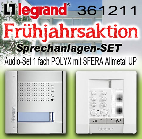 Legrand Bticino ProCLASSIC Audio-Set 1-fach POLYX mit SFERA Allmetal UP