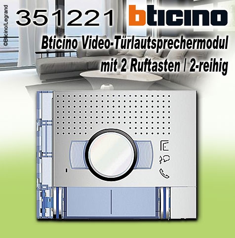 Bticino Allmetal Frontblende mit 2 Ruftasten / 2-reihig für Video-Lautsprechermodul Art. 351200