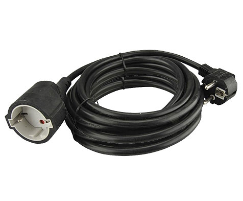 Verlängerung H05VV-F 3x1,5 / 10m schwarz / max. 3.680 Watt / 230V~16A/250V mit Schukostecker und Schukokupplung