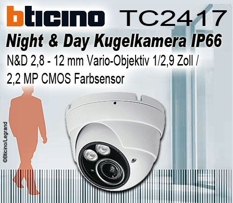 Night & Day Kugelkamera IP66 mit 2,8 12 mm Vario Objektiv 1/2,9 2,2 MP CMOS Farbsensor