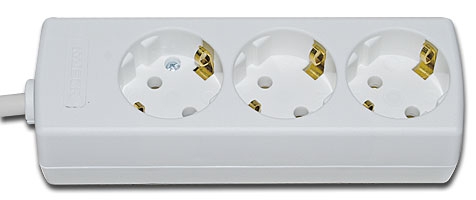 Tischverteiler 3-fach / 3,0 m Zuleitung 3x1,5 / 45 Grad schraubbar von oben mit Schukowinkelstecker