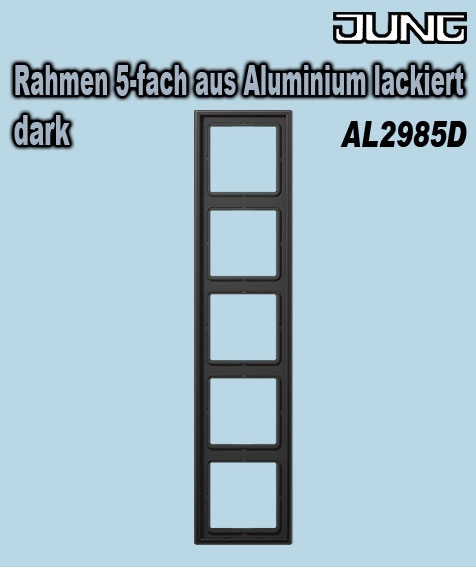 Jung Rahmen 5-fach / 81 x 365 mm / für waagerechte und senkrechte Kombination - dark lackiertes Aluminium