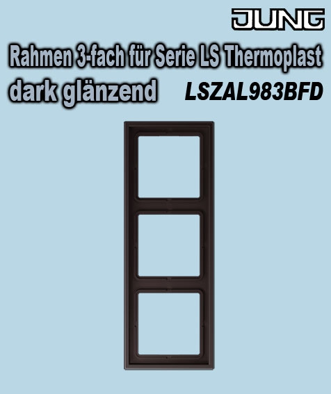 Jung Rahmen 3-fach für Serie LS / 8 1x 223mm / für waagerechte und senkrechte Kombination / Thermoplast dark glänzend