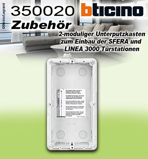 Bticino 2-moduliger Unterputzkasten zum Einbau der SFERA und LINEA 3000 Türstationen