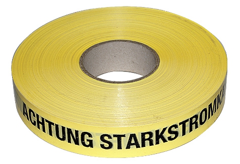 Leitungswarnband - Achtung Starkstromkabel.