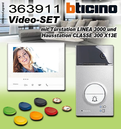 Bticino FlexONE Video-Set mit Türstation LINEA 3000 und Hausstation CLASSE 300 X13E