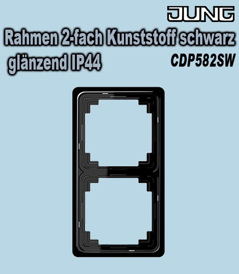 Jung Rahmen 2-fach Kunststoff schwarz glänzend IP44