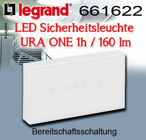 Legrand LED Sicherheitsleuchte URA ONE 1h / 160 lm / Bereitschaftsschaltung / für den Innenbereich