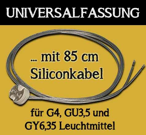 Universal Halogenfassung mit 85 cm Siliconkabel