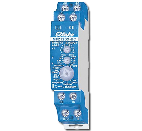 Eltako Analog einstellbares Multifunktions-Zeitrelais MFZ12DX-UC / 1 Wechsler 10A / mit 18 Funktionen