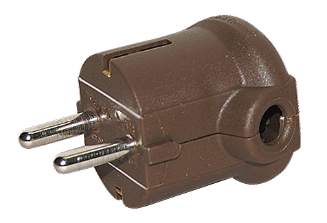 Schukostecker mit seitlicher Einführung quer