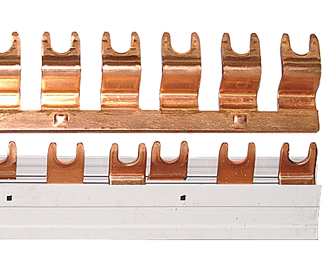 Teilbare Phasenschiene 4-polig / 63A Gabelanschluss 10mm² / 57C / L 1.015 mm