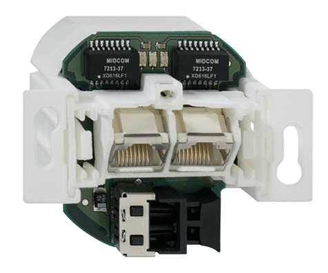 Optischer 2-Port Switch 100 Mbps + 2x RJ45 Port, Unterputzdose, für 2,2 mm POF Kabel
