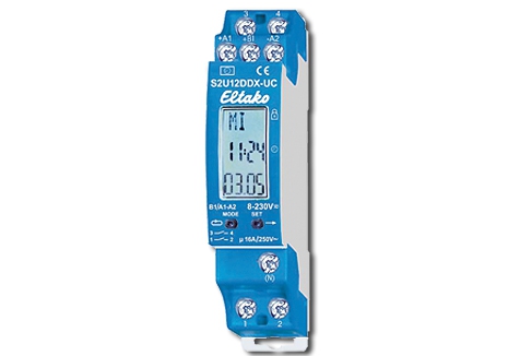 Eltako Digital einstellbare 2-Kanal-Schaltuhr S2U12DDX-UC / 1+1 Schließer 16A