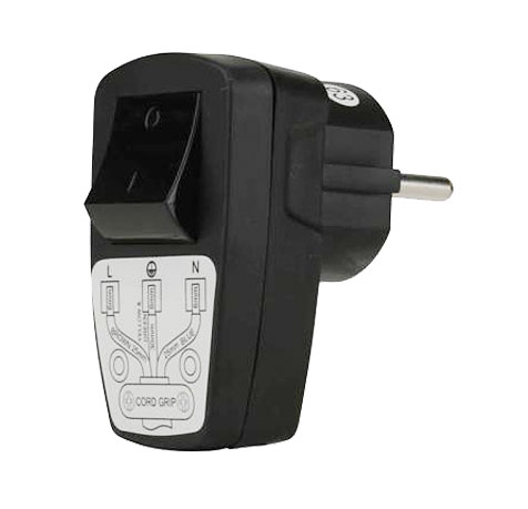 Schuko-Winkelstecker mit 2-poligem Schalter / 10A / schwarz