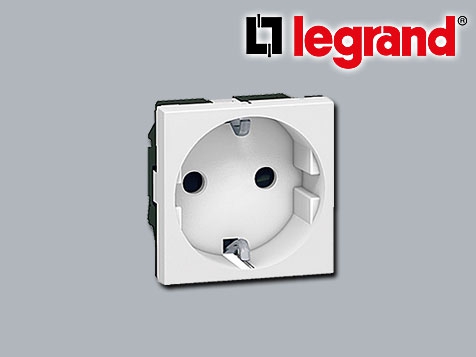 Legrand Mosaic Schutzkontakt-Steckdose (SL) Weiß 2-modulig / Thermoplast / IP2X