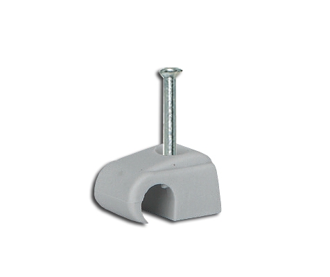Nagelschelle grau mit Stahlnagel 18 mm für Rundkabel Ø 4-7 mm
