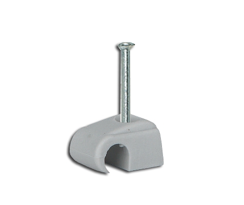 Nagelschelle grau mit Stahlnagel 25 mm für Rundkabel Ø 4-7 mm