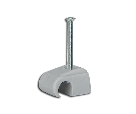 Nagelschelle grau mit Stahlnagel 30 mm für Rundkabel Ø 10-14 mm