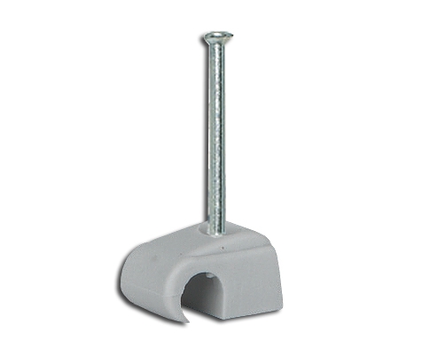 Nagelschelle grau mit Stahlnagel 40 mm für Rundkabel Ø 10-14 mm