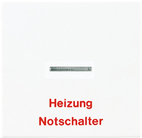 Wippe, Linse, Lichtleiter, Aufschrift Heizung Notschalter, für Wipp-Kontrollschalter, Tast-Kontrollschalter und beleuchtbare Taster   / Art. LS 990 H SW