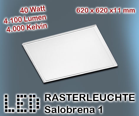 LED Rasterleuchte Serie Salobrena 1 weiß / ALU IP20 / 4.100 Lumen / 40W LED / 220V-240V / 4.000K / Neutralweiß / A+