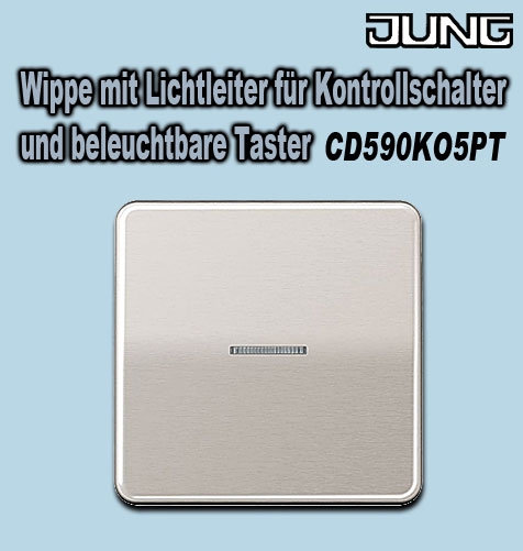 Wippe aus Aluminium mit Lichtleiter für Kontrollschalter und beleuchtbare Taster platin