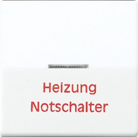 Wippe, Linse, Lichtleiter, Aufschrift Heizung Notschalter, Zentralplatte, bruchsicher, für Wipp-Kontrollsch., Tast-Kontrollsch. und beleucht. Taster   / Art. AS 591 HBF WW