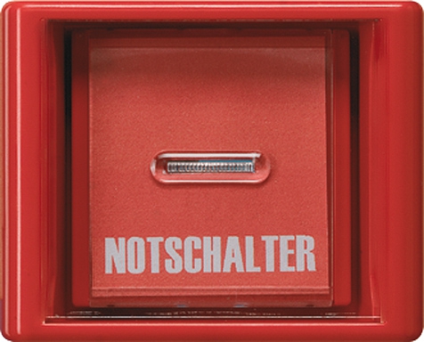 Abdeckung, Glasscheibe, rote Wippe mit Linse, für Schalter und Taster   / Art. AS 561 GL GE