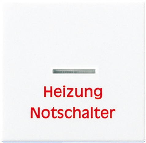 Wippe, Linse, Lichtleiter, Aufschrift Heizung Notschalter, für Wipp-Kontrollschalter, Tast-Kontrollschalter und beleuchtbare Taster   / Art. A 590 H WW