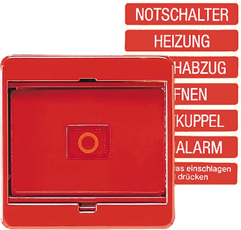 Abdeckung, Glasscheibe, rote Wippe mit Linse, für Schalter und Taster   / Art. 561 GL GE