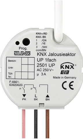 KNX Jalousieaktor, 1fach, UP, Nebenstellenanschluss, 3 Binäreingänge   / Art. 2501 UP
