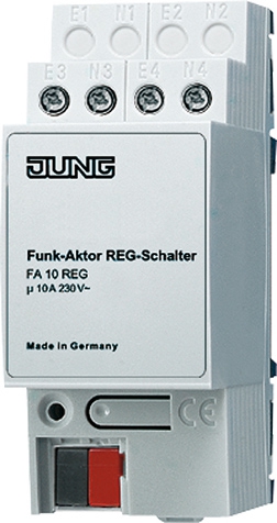 Funk-Aktor, Schalter, 1-kanalig, REG, Schließer, Nebenstelleneingang, 2 TE   / Art. FA 10 REG