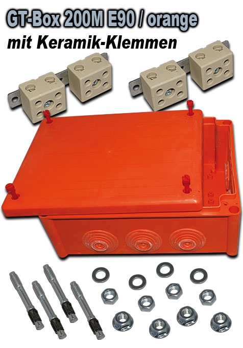 GT-Box 200M E90 orange / IP66 mit Keramik-Klemmen / 216 x 166 x 90 mm