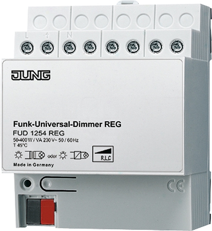 Funk-Universaldimmer, REG, Spannungsversorgung AC 230 V ~, 50/60 Hz, 4 TE   / Art. FUD 1254 REG