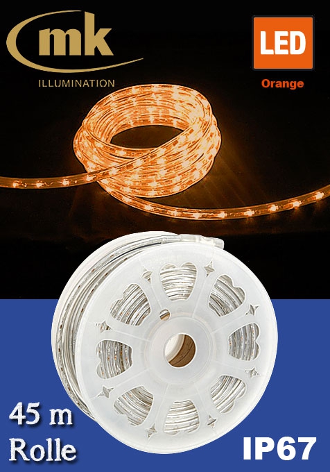 LED Rope Light 30 PVC-Lichtschlauch mit 1.350 orange LEDs / 45m Rolle / 220-240V/ 2.400 K / 157,5 W / für den Aussenbereich IP67 / 1m / Segment / kürzbar per 1m