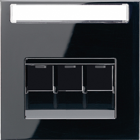 Abdeckung, mit Schriftfeld 5 x 55 mm, für 3 Universalmodule Typ B   / Art. LS 969-3 NAUA SW