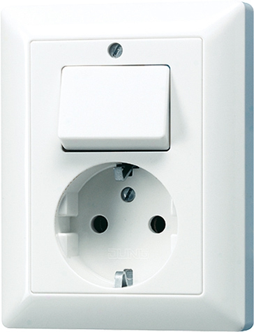 SCHUKO-Steckdose, 16 A 250 V ~, Schalter, 10 AX 250 V ~, Universal Aus-Wechsel, Schraubklemmen   / Art. AS 5576 U