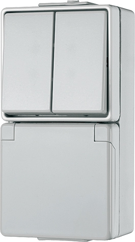 SCHUKO-Steckdose, 16 A 250 V ~, Wippschalter, 10 AX 250 V ~, Serie   / Art. 675 W