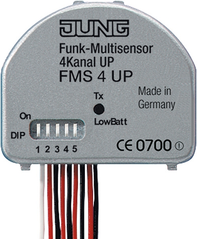 Funk-Multifunktionssensor, UP, 4-kanalig, 8-adriger Leitungssatz   / Art. FMS 4 UP