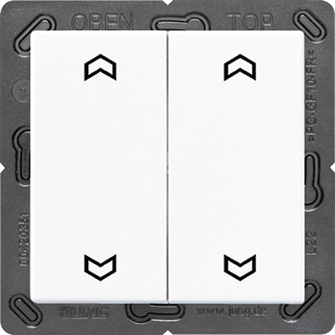 EnOcean Funk-Wandsender, Pfeil-Symbole Auf/Ab, 2-kanalig   / Art. ENO A 595 MP WW