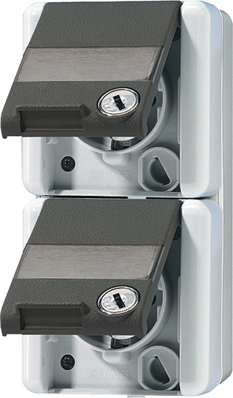 SCHUKO-Steckdose, 2fach, 16 A, 250 V ~, 2 Schlösser, 2 Schriftfelder   / Art. 822 NAWSL
