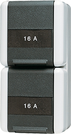SCHUKO-Steckdose, 2fach, 16 A, 250 V ~, 2 Schriftf., verdrahtet, 2 Leitungseinf.   / Art. 822 NAW