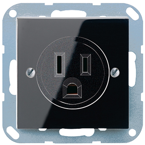 Steckdose mit Schutzkontakt, 15 A, 125 V ~, amerikanisches System (NEMA)   / Art. A 521-15 SW