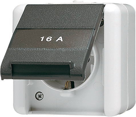 SCHUKO-Steckdose, 1fach, 16 A, 250 V ~, Berührungsschutz, Schriftfeld 22 x 48 mm   / Art. 820 KINAW